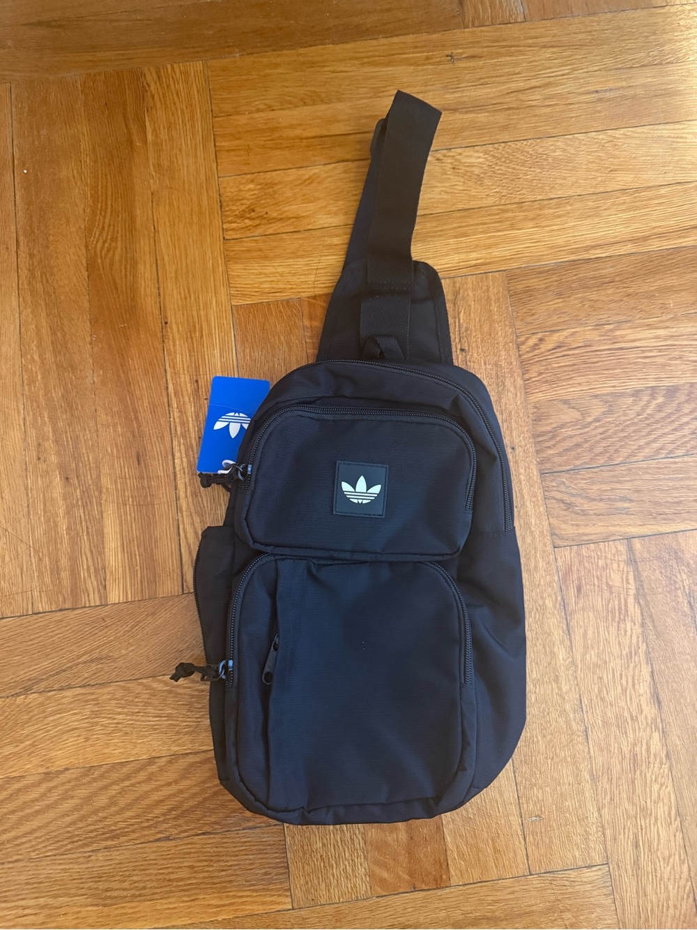 adidas Black Sling Belt Bag with Trefoil Patch